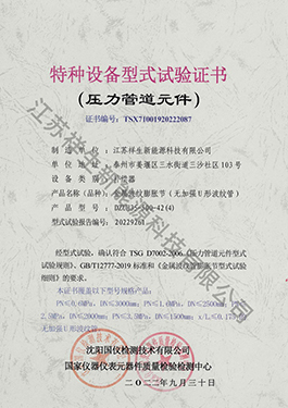 壓力管道元件型式試驗證書及報告