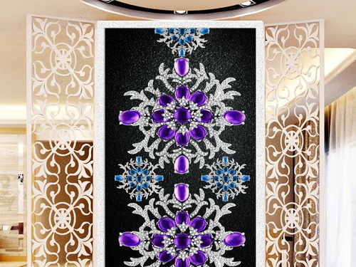 珠寶花拼圖3d立體珠寶玄關背景墻精品玄關圖片素材 效果圖下載